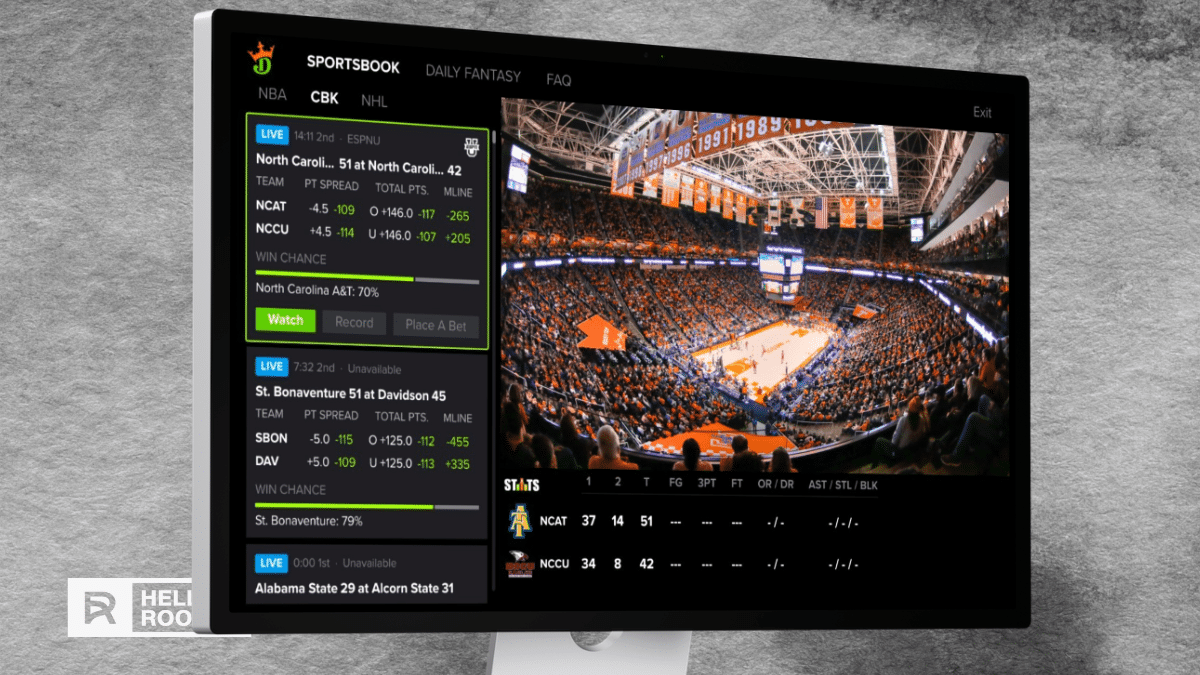 Screenshot of DraftKings Live Betting with Live Streaming