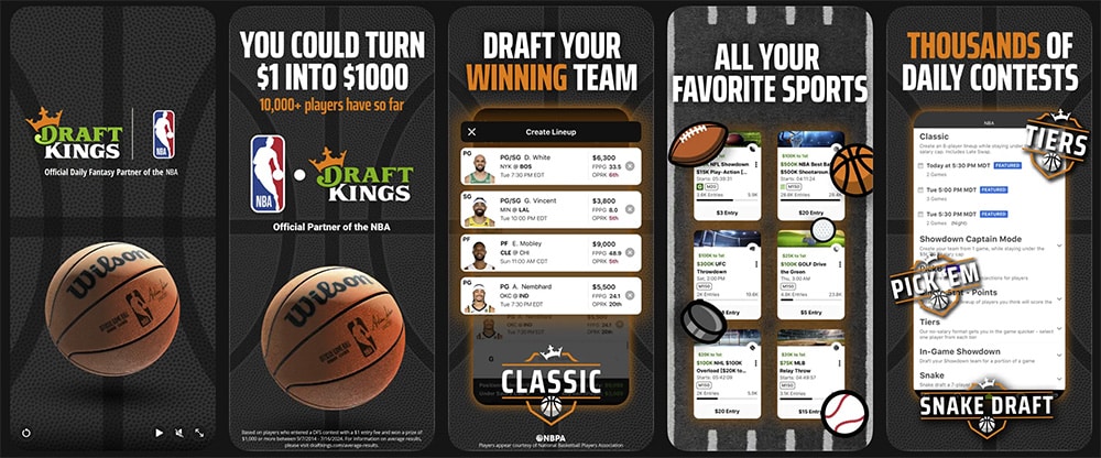 DraftKings Fantasy App Screenshots