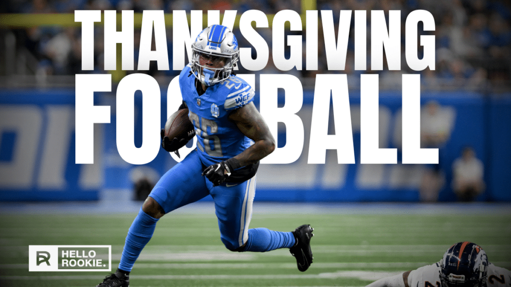 Jahmyr Gibbs runs the ball for the Detroit Lions