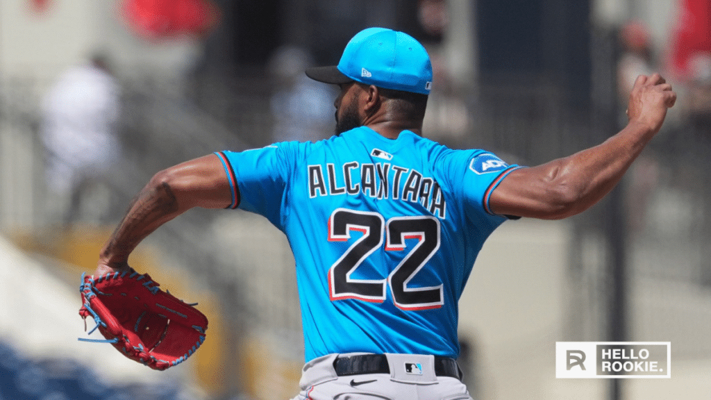 Sandy Alcantara of the Miami Marlins returns to the mound against the Pittsburgh Pirates on Opening Day.