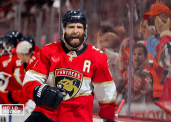 Aaron Ekblad of the Florida Panthers looks to extend his point streak in Game 5 vs the Maple Leafs.