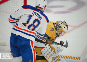 Adin Hill of the Vegas Golden Knights looks to rebound in Game 2 after giving up 4 goals to Edmonton in the opener.