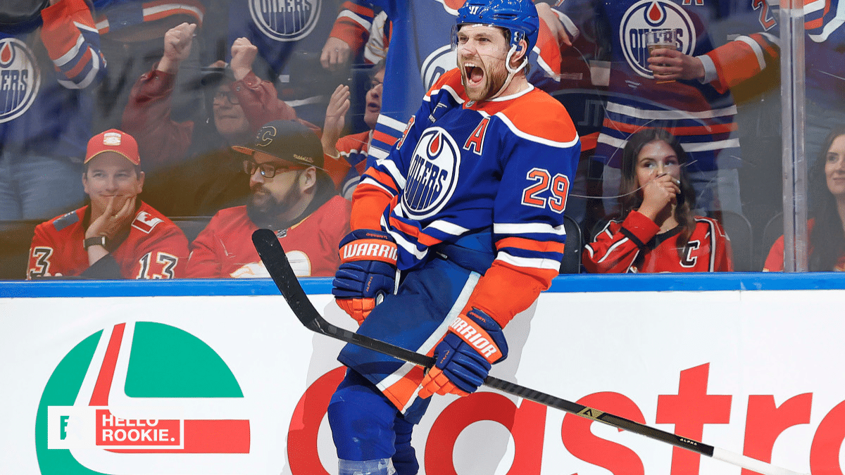 Leon Draisaitl of the Edmonton Oilers celebrates a goal as they face the Dallas Stars in Game 5 of the Western Conference Final.