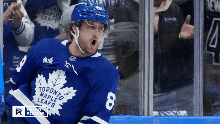 William Nylander of the Toronto Maple Leafs celebrates a goal against the Florida Panthers in Game 2.