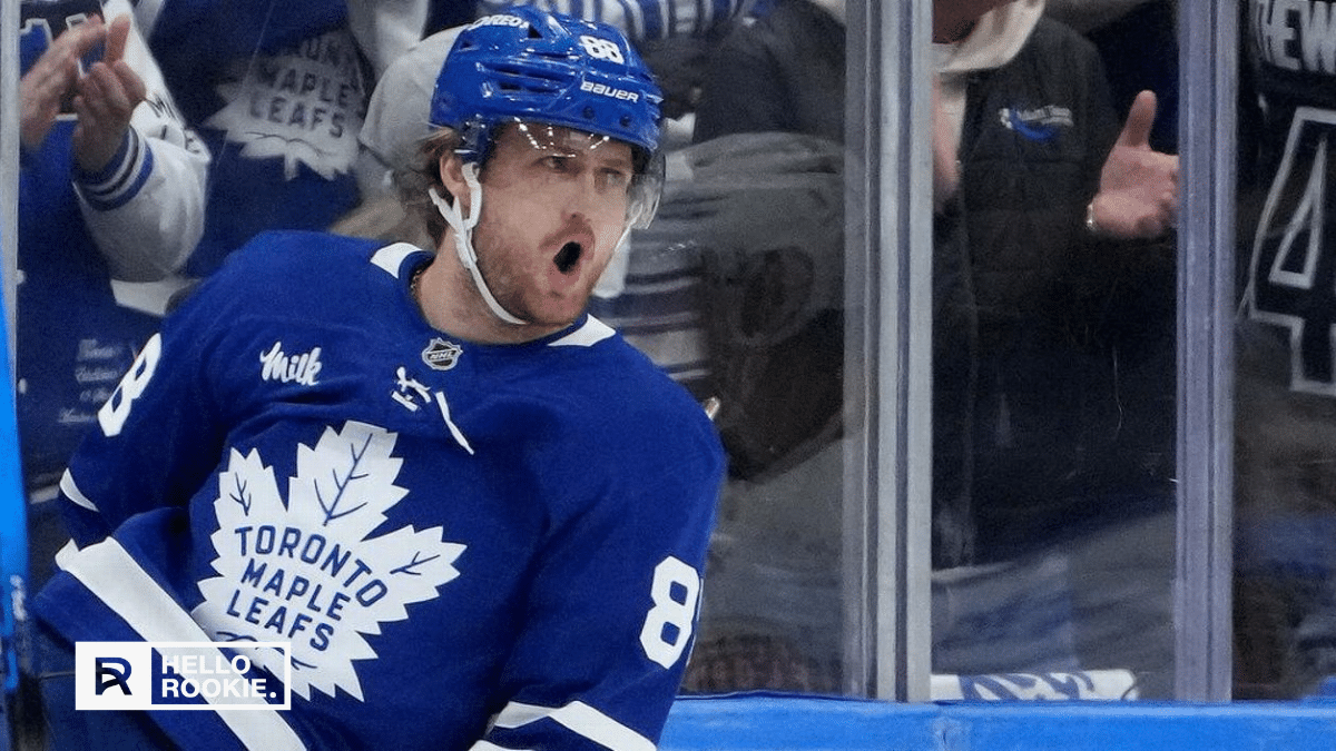 William Nylander of the Toronto Maple Leafs celebrates a goal against the Florida Panthers in Game 2.