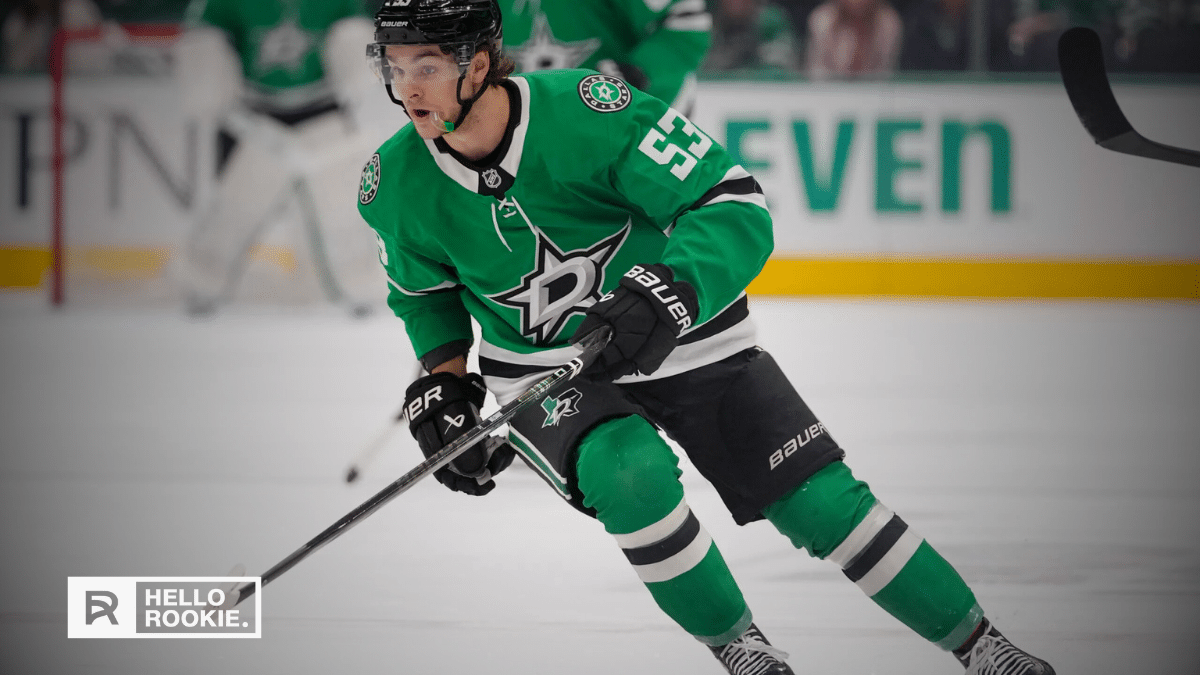 Wyatt Johnston of the Dallas Stars celebrates a goal in Game 5 against the Colorado Avalanche.