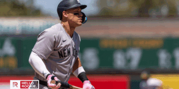 Aaron Judge of the New York Yankees takes the field against the Kansas City Royals at Kauffman Stadium.