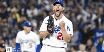 Clayton Kershaw of the Los Angeles Dodgers takes the mound against the Milwaukee Brewers at American Family Field.