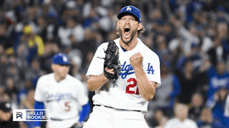 Clayton Kershaw of the Los Angeles Dodgers takes the mound against the Milwaukee Brewers at American Family Field.