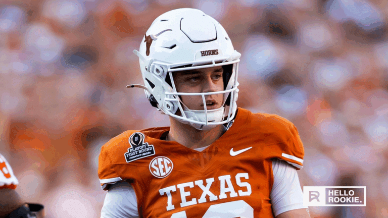 Arch Manning of the Texas Longhorns prepares for his first road start against the Ohio State Buckeyes at Ohio Stadium.