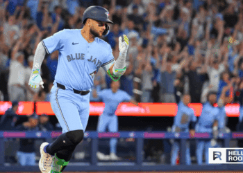 Bo Bichette of the Toronto Blue Jays stays hot at the plate during their matchup with the Milwaukee Brewers at Rogers Centre.