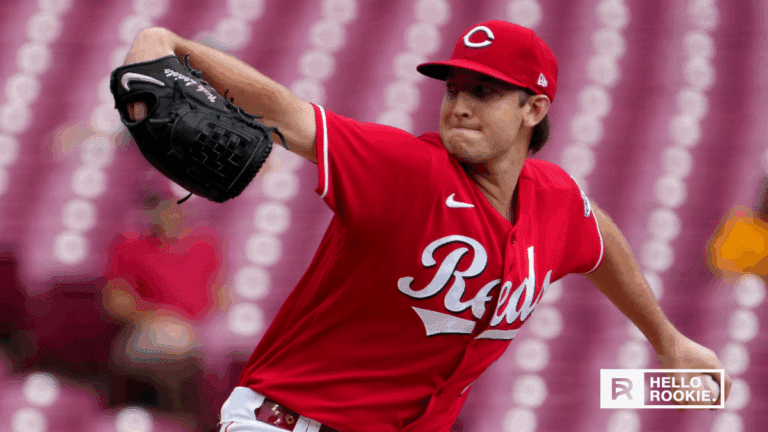 Nick Lodolo of the Cincinnati Reds takes the mound against the Los Angeles Dodgers at Dodger Stadium.