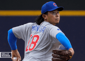 Shota Imanaga of the Chicago Cubs takes the mound at Wrigley Field against the Milwaukee Brewers.