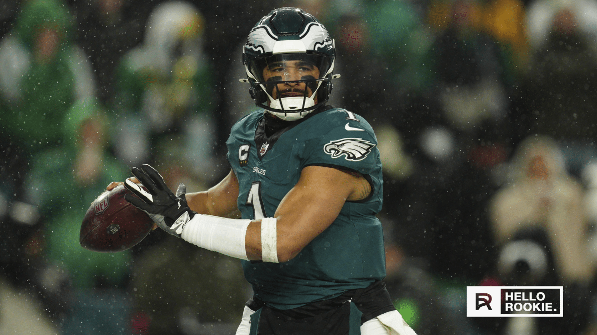 Jalen Hurts of the Philadelphia Eagles leads the offense against the Dallas Cowboys in the 2025 NFL Kickoff Game at Lincoln Financial Field.