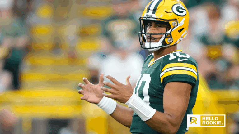 Jordan Love of the Green Bay Packers drops back to pass against the Washington Commanders on Thursday Night Football.