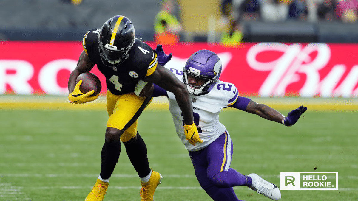 DK Metcalf of the Steelers celebrates a touchdown as Pittsburgh visits the Bengals in Week 7 Thursday Night Football.