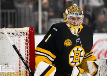 Jeremy Swayman of the Boston Bruins looks to stay hot as they face the Vegas Golden Knights at T-Mobile Arena.