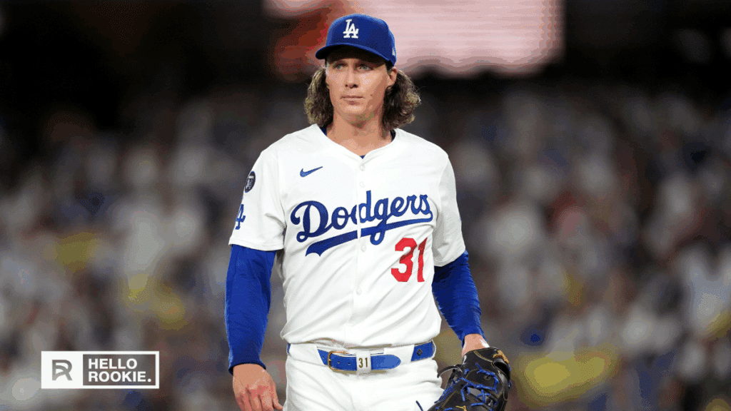 Tyler Glasnow of the Los Angeles Dodgers delivers a pitch during Game 3 of the NLCS against the Milwaukee Brewers at Dodger Stadium
