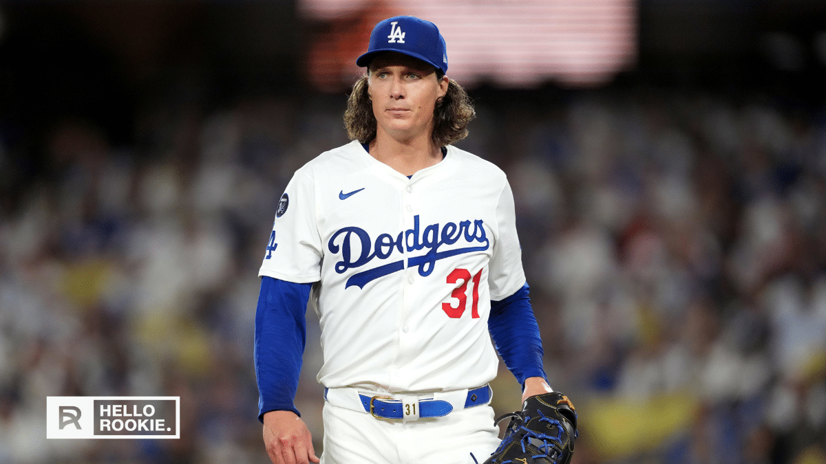 Tyler Glasnow of the Los Angeles Dodgers delivers a pitch during Game 3 of the NLCS against the Milwaukee Brewers at Dodger Stadium