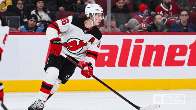 Jack Hughes of the New Jersey Devils looks to extend his goal streak as the Canadiens visit Prudential Center.
