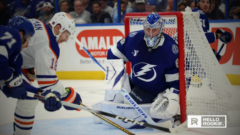 Andrei Vasilevskiy defends the crease as the Tampa Bay Lightning face off against the Florida Panthers.