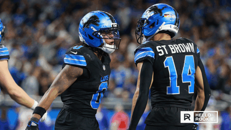 Jahmyr Gibbs of the Detroit Lions looks to power the offense against the Dallas Cowboys on Thursday Night Football.
