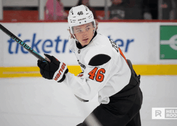 Trevor Zegras of the Philadelphia Flyers leads the offense in a key matchup vs the Penguins at Xfinity Mobile Arena.