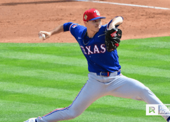 Jack Leiter of the Texas Rangers pitches against the Baltimore Orioles at Camden Yards