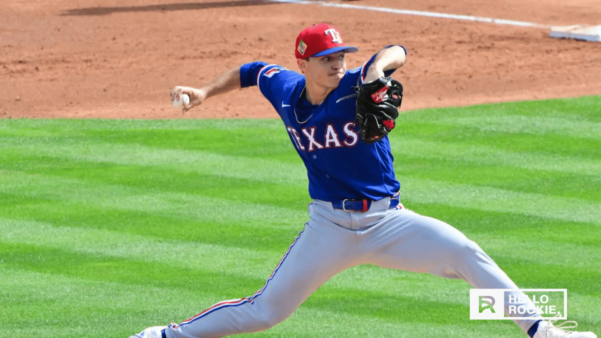 Jack Leiter of the Texas Rangers pitches against the Baltimore Orioles at Camden Yards