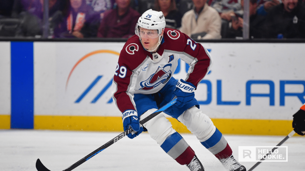 Nathan MacKinnon leads the Colorado Avalanche offense against the Calgary Flames at Ball Arena