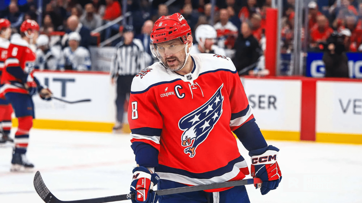 Alex Ovechkin of the Washington Capitals fires a shot against the Toronto Maple Leafs at Scotiabank Arena
