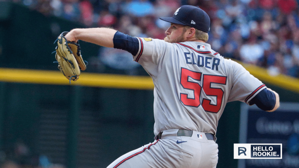 Bryce Elder of the Atlanta Braves delivers a pitch against the Cleveland Guardians at Truist Park