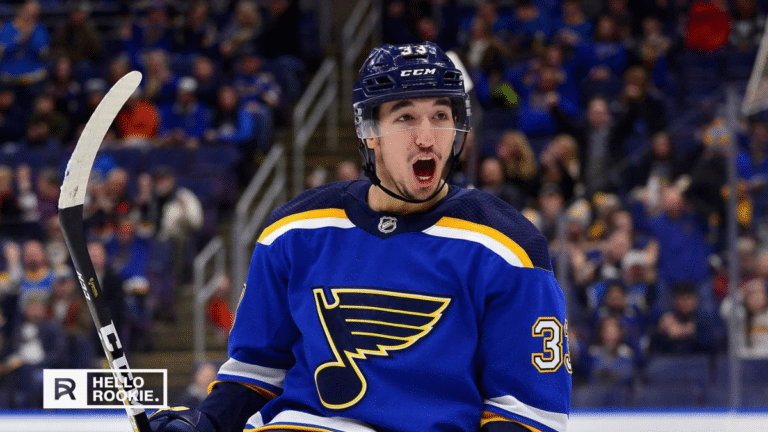 Jordan Kyrou pushes the pace for the St. Louis Blues against the Los Angeles Kings