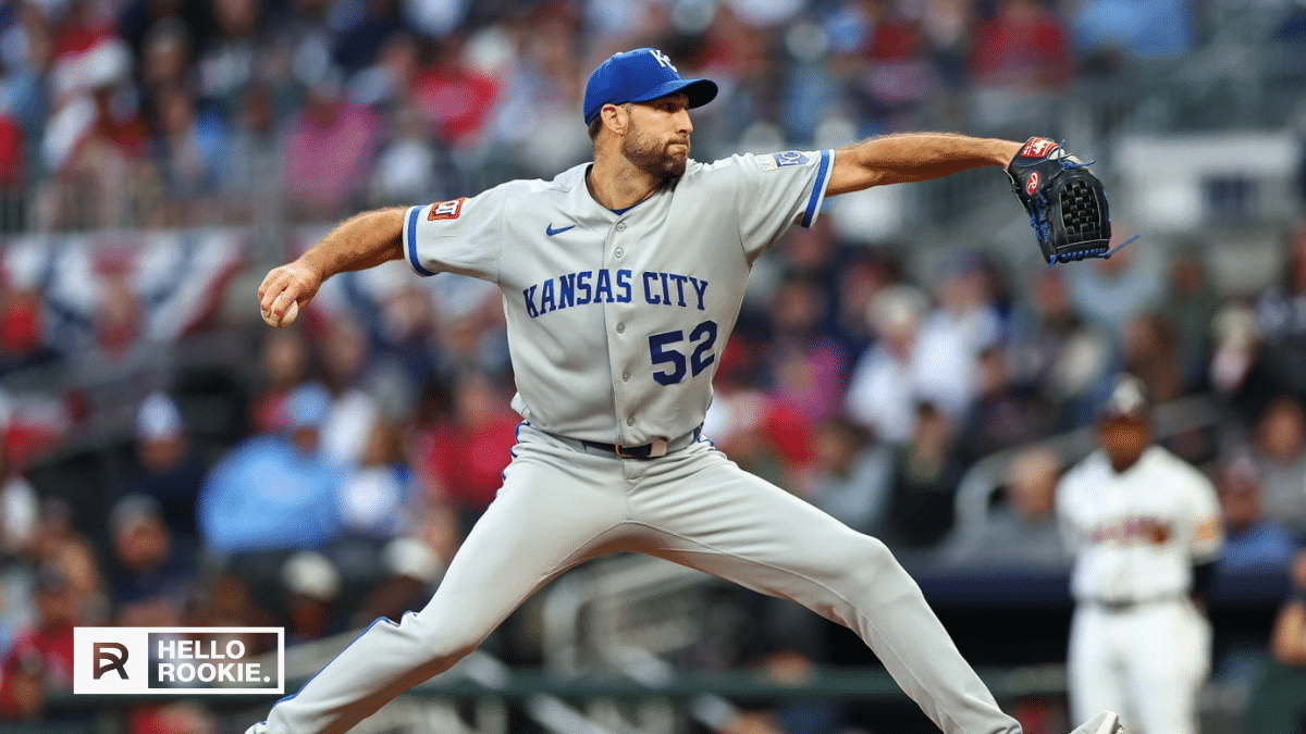 Michael Wacha of the Kansas City Royals delivers a pitch against the Cleveland Guardians at Progressive Field