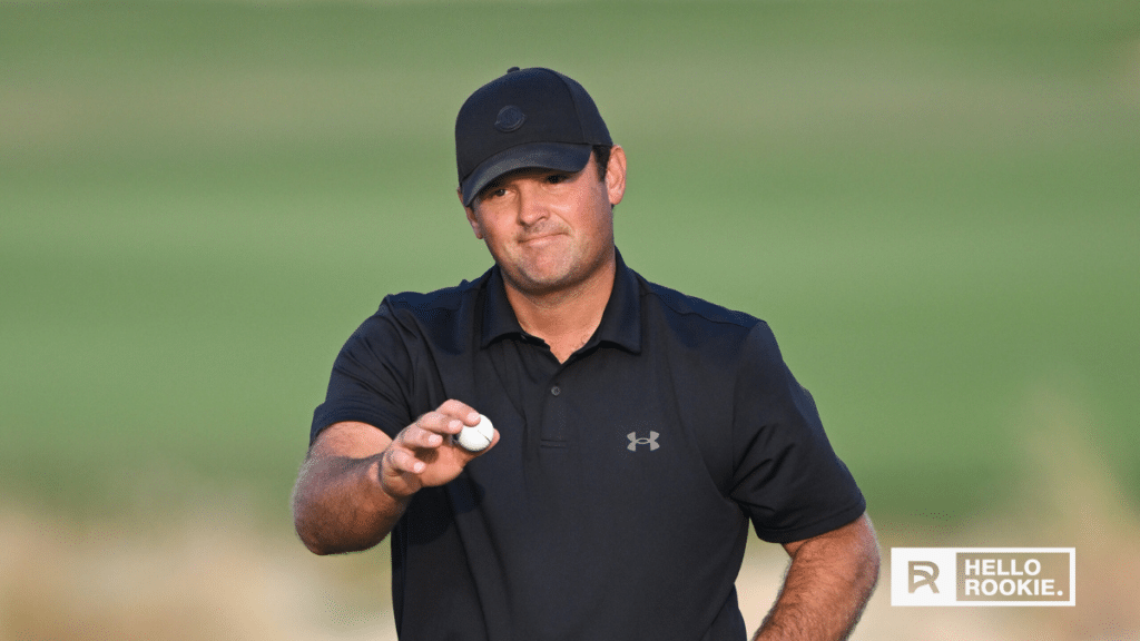 Patrick Reed lines up a putt during the 2026 Masters Tournament at Augusta National