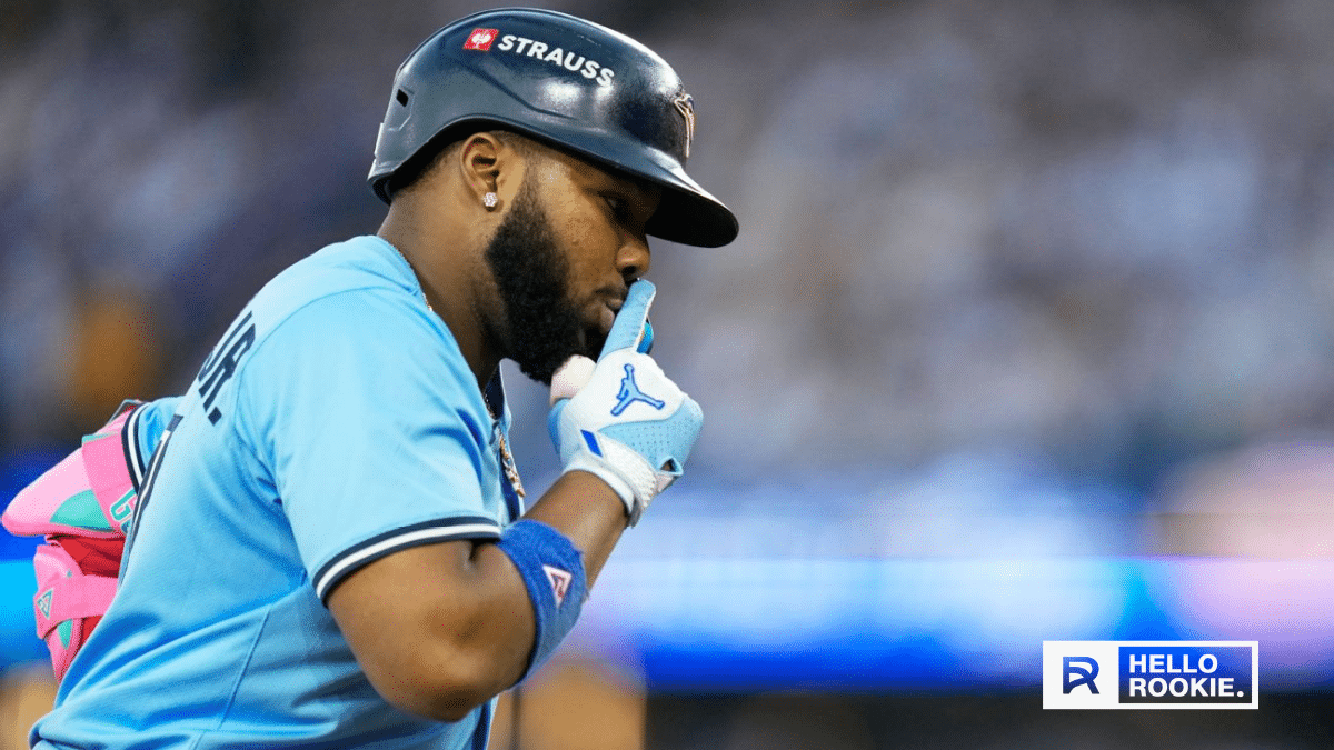 Vladimir Guerrero Jr. of the Toronto Blue Jays swings at the plate against the Los Angeles Dodgers at Rogers Centre