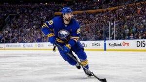 Alex Tuch skating for the Buffalo Sabres in the 2026 NHL playoffs