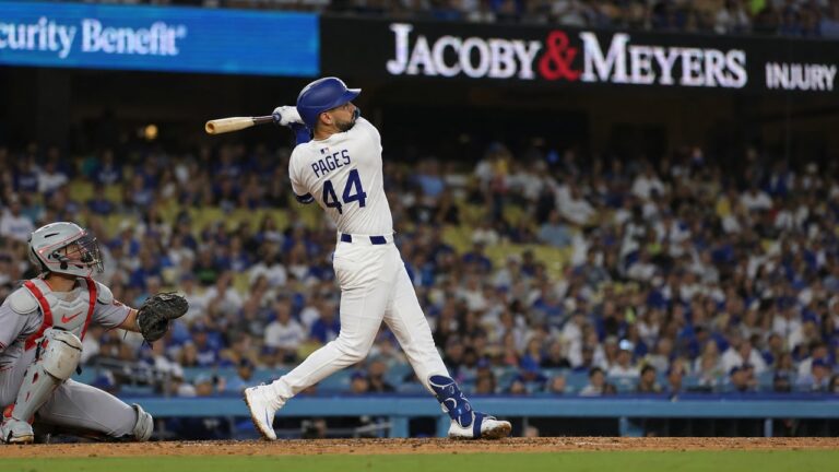 Andy Pages batting for the Los Angeles Dodgers