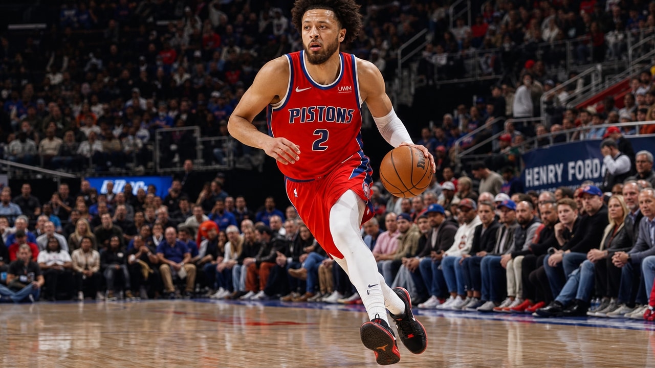 Cade Cunningham driving to the basket for the Detroit Pistons