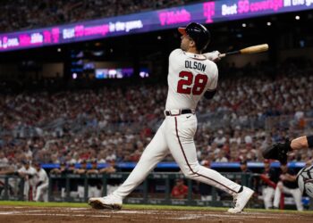 Matt Olson batting for the Atlanta Braves at Truist Park