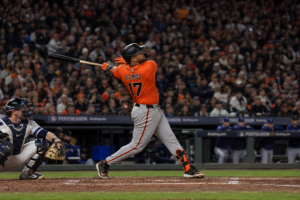 Heliot Ramos batting for the San Francisco Giants