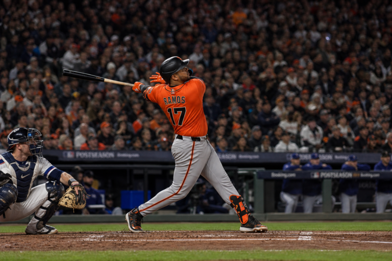 Heliot Ramos batting for the San Francisco Giants