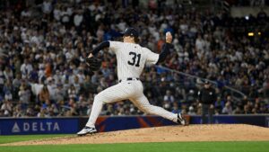 Cam Schlittler pitching for the New York Yankees