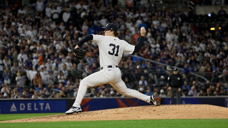 Cam Schlittler pitching for the New York Yankees