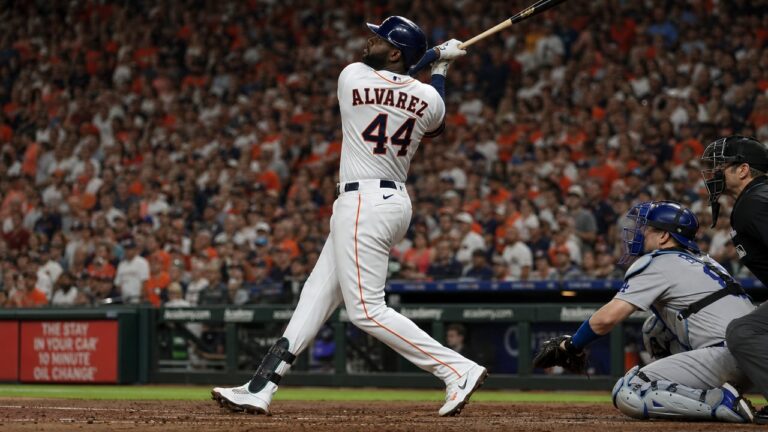 Yordan Alvarez batting for the Houston Astros