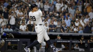 Aaron Judge batting for the New York Yankees