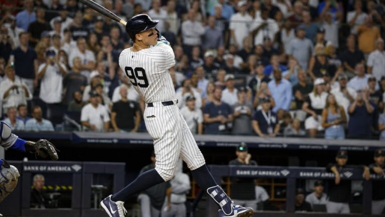 Aaron Judge batting for the New York Yankees