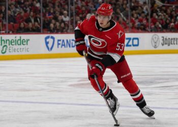 Jackson Blake skating for the Carolina Hurricanes