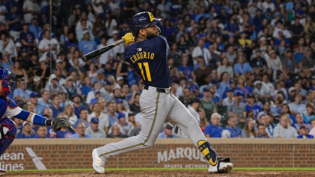 Jackson Chourio in action for Milwaukee Brewers