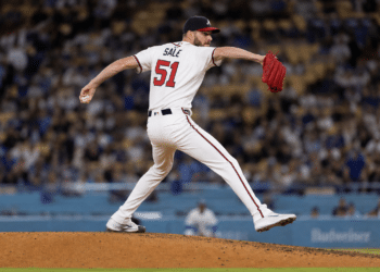 Chris Sale pitching for the Atlanta Braves
